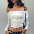 Damen Off-Shoulder Top mit raffiniertem Rüschendesign Sovae