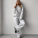 Damen lässiger und modischer Oversized Jogginganzug mit Knopfleiste Sovae