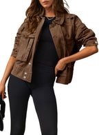 Damen lässige Utility-Jacke mit praktischen Taschen Sovae