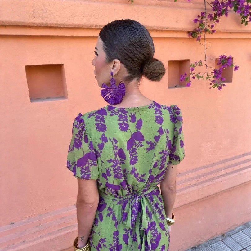 Damen Wickelkleid mit floralem Muster und komfortabler Passform Sovae