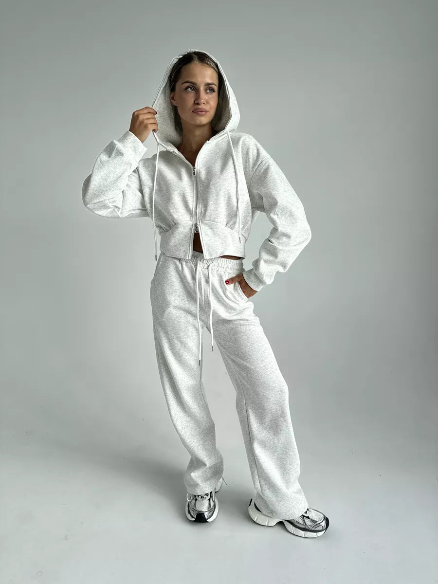 Damen cropped Hoodie und entspannte Jogginghose Set Sovae