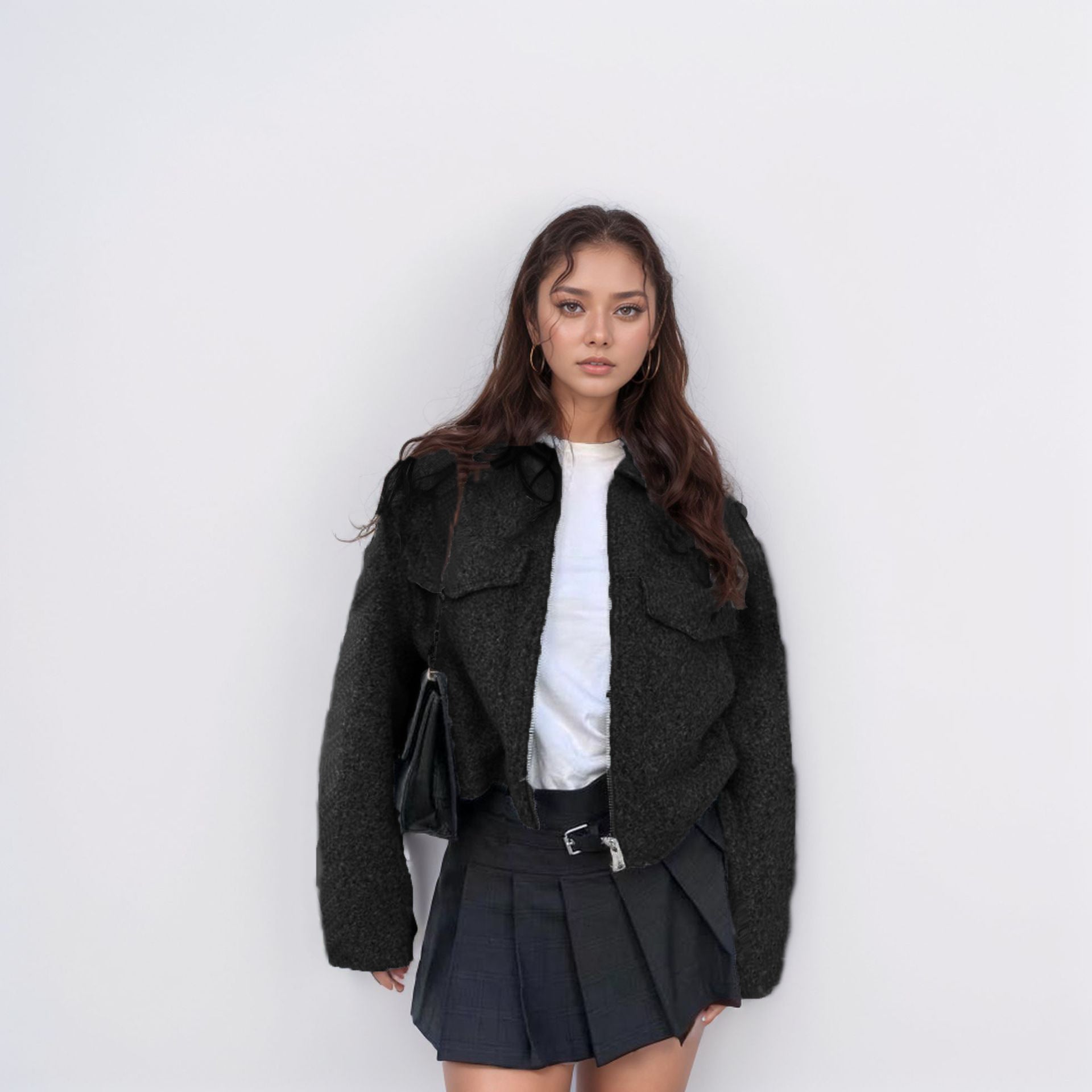 Damen trendige Wolljacke mit praktischen Taschen Sovae