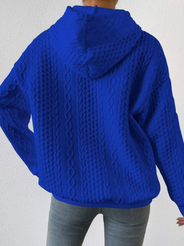 Damen Kuscheliger Strickpullover mit Kapuze Sovae