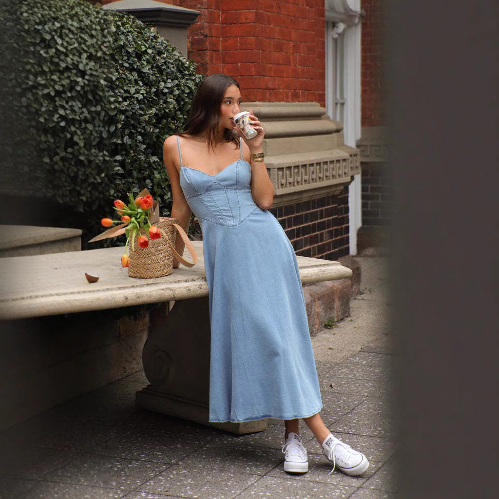Damen Langarm Kleid Sovae