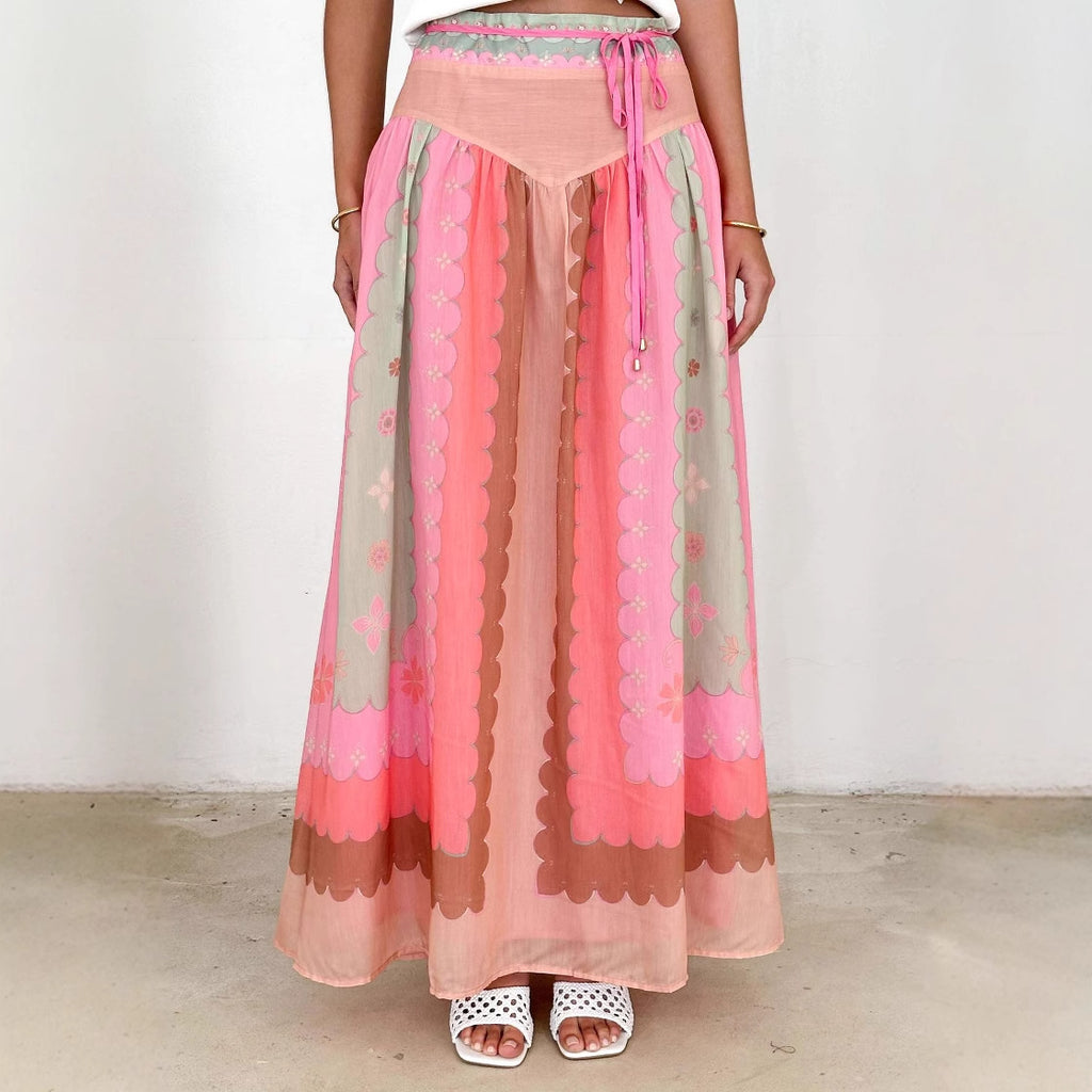 Damen Maxi-Rock mit buntem Grafikdesign Sovae