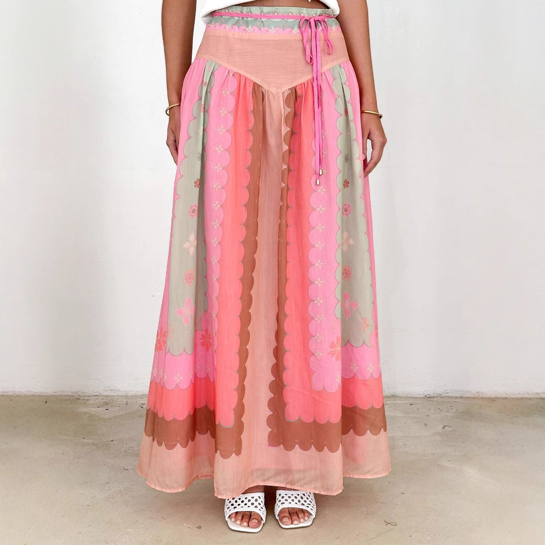 Damen Maxi-Rock mit buntem Grafikdesign Sovae