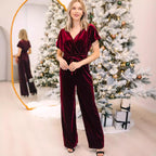 Damen eleganter Samt-Jumpsuit mit taillierter Passform Sovae