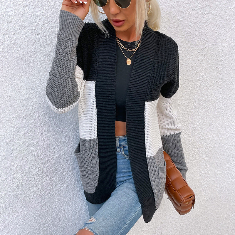 Damen Strickjacke mit luftiger Netzstruktur und praktischen Taschen Sovae