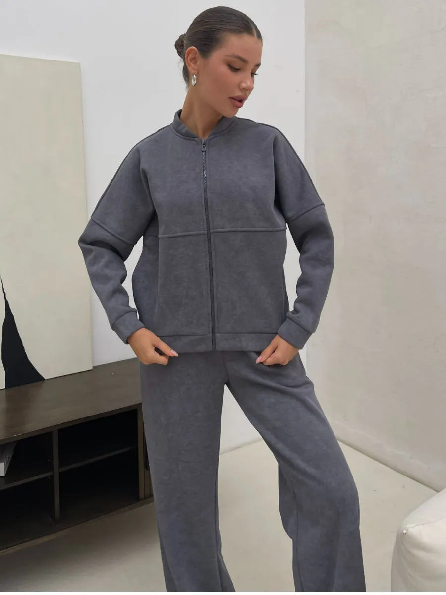 Damen Sportliches Fleece-Set mit durchgehendem Reißverschluss Sovae