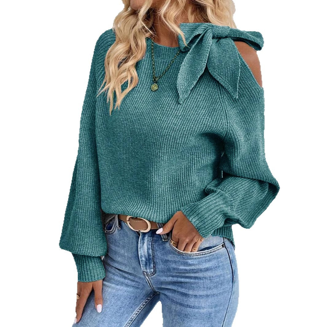 Damen lässiger Pullover mit besonderem Schulterdesign Sovae
