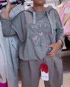 Damen modischer Hoodie mit floraler Applikation und lässiger Passform Sovae