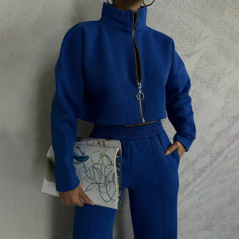 Damen Sportliches Loungewear-Set mit hohem Kragen Sovae