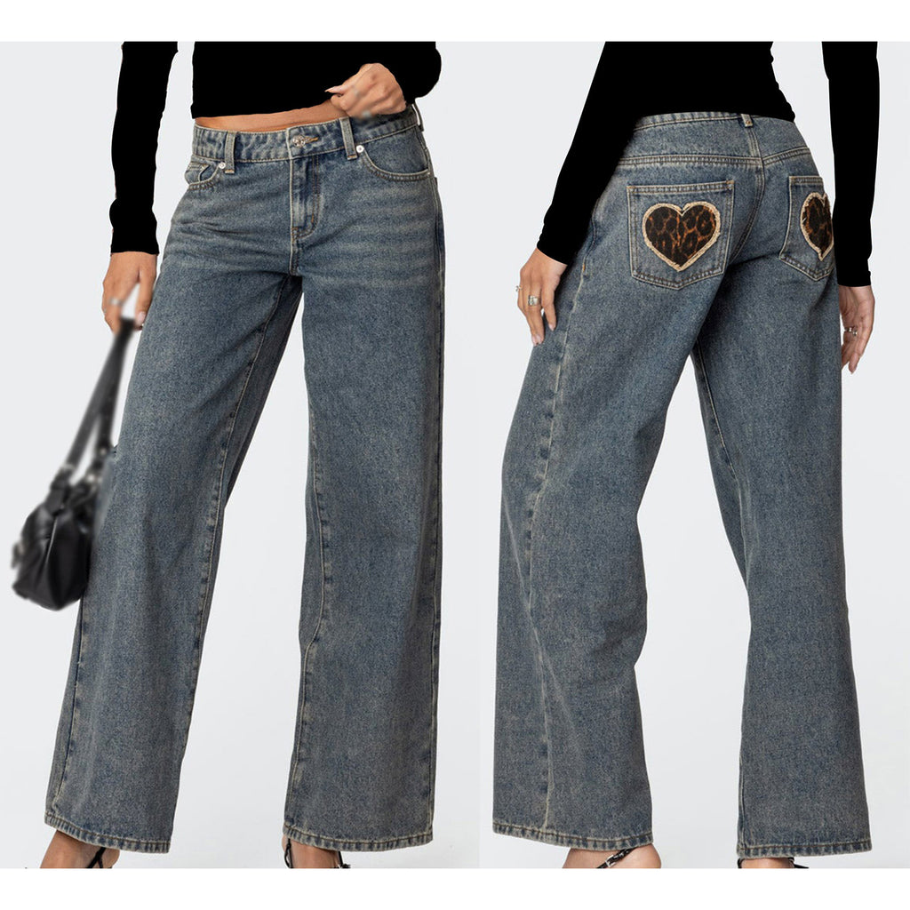 Damen Weit geschnittene Denim-Jeans mit klassischem Schnitt Sovae