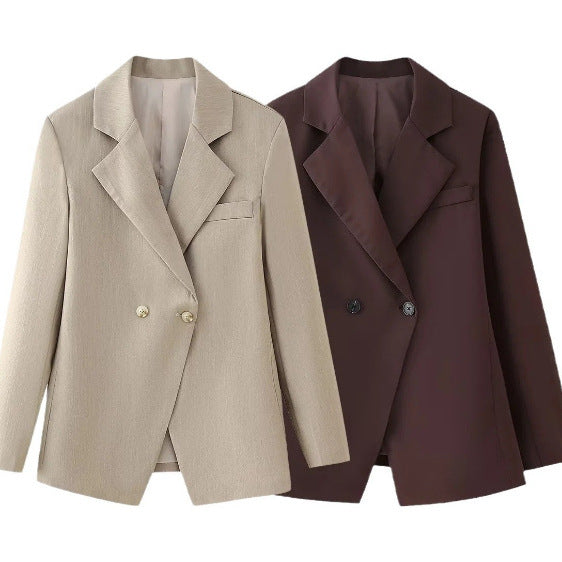Damen elegante Doppelreiher Blazerjacke aus hochwertigem Stoff Sovae