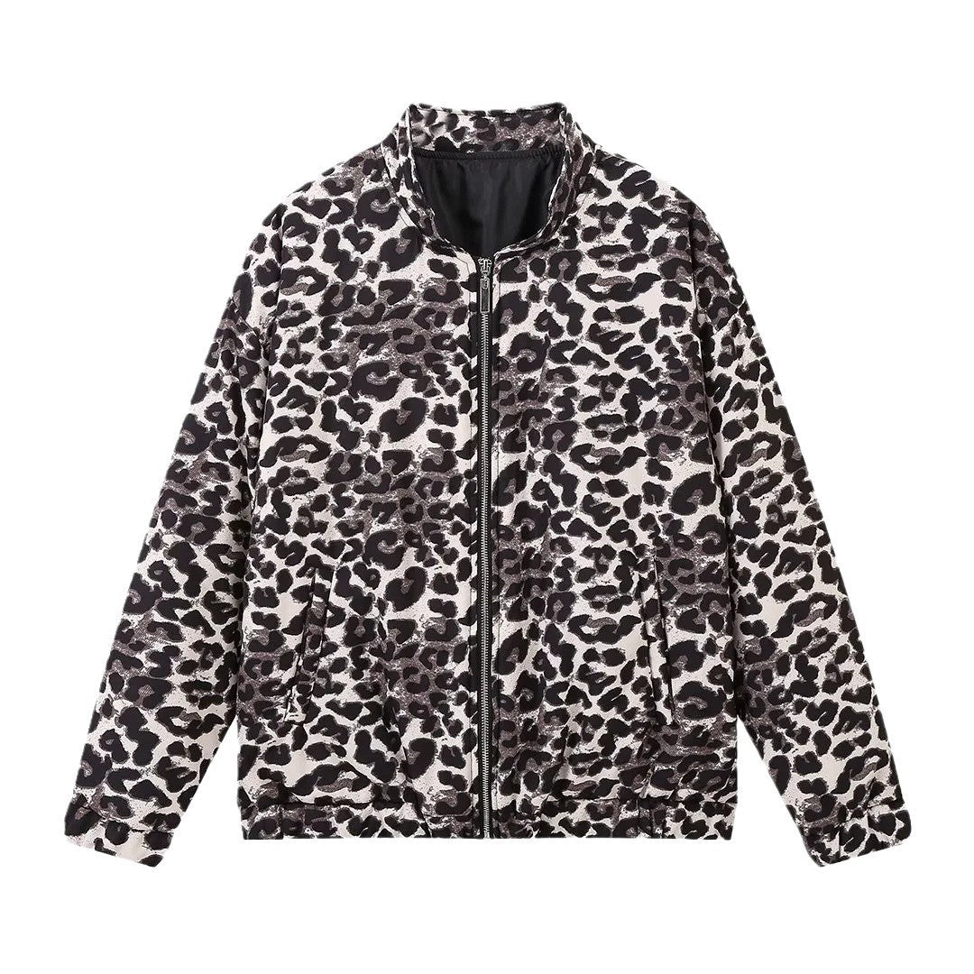 Damen lässige Steppjacke im Leopardenmuster Sovae