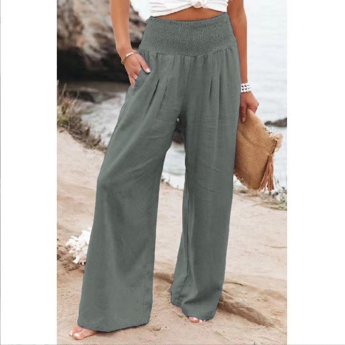 Damen Weitgeschnittene Relax-Hose mit elastischem Bund Sovae