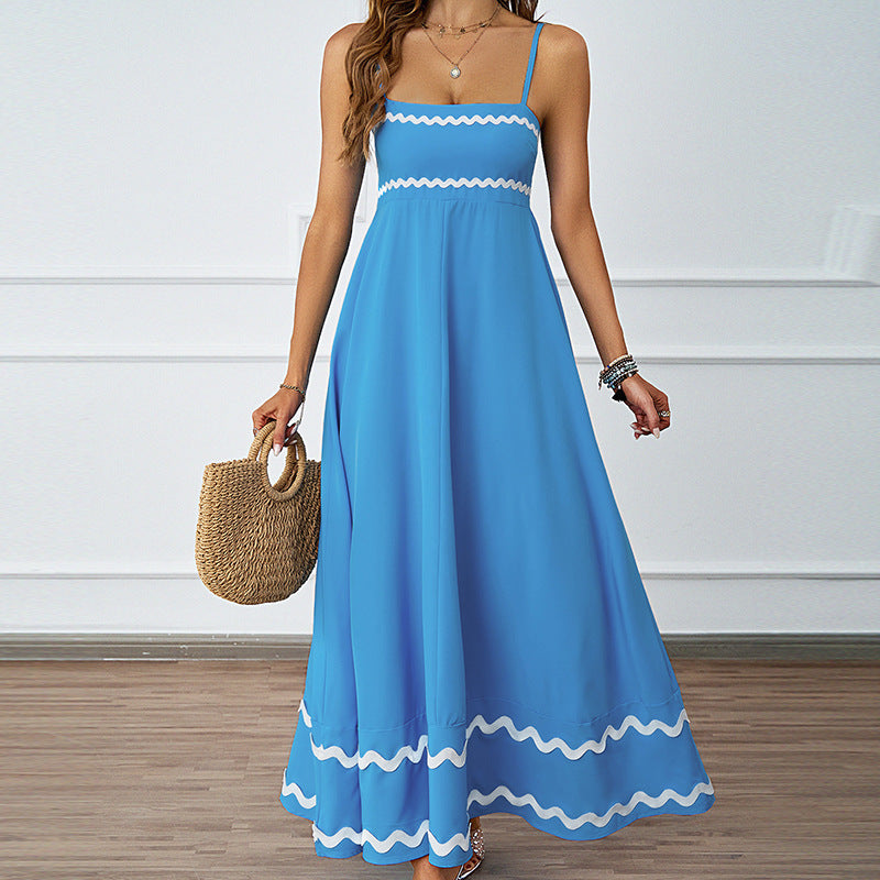 Damen langes Maxikleid mit dekorativem Saum Sovae