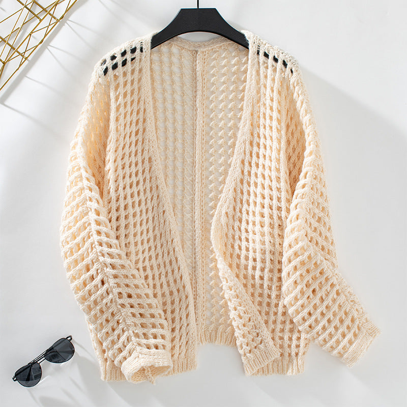 Damen luftige Strickjacke im modernen Netzdesign Sovae
