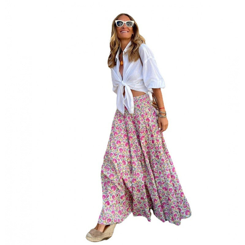 Damen Maxi-Rock mit floralem Muster Sovae