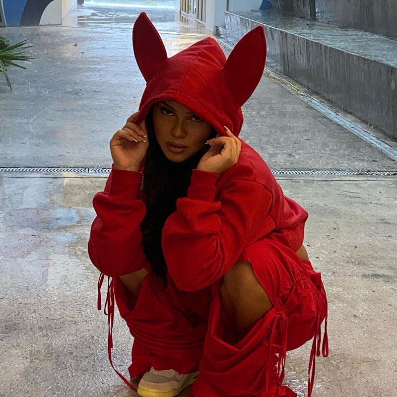 Damen Hoodie mit tierischen Ohren Sovae