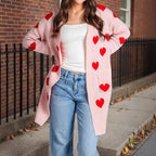 Damen Strickjacke mit Herzmuster und praktischen Taschen Sovae