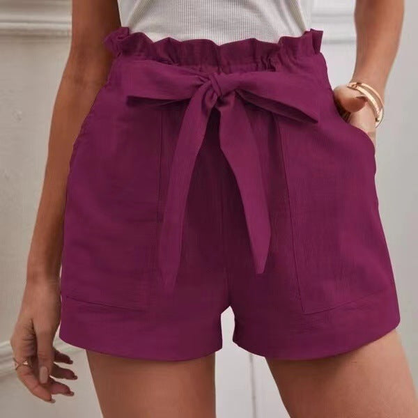 Damen Tailored Shorts mit Krawatte und praktischen Taschen Sovae