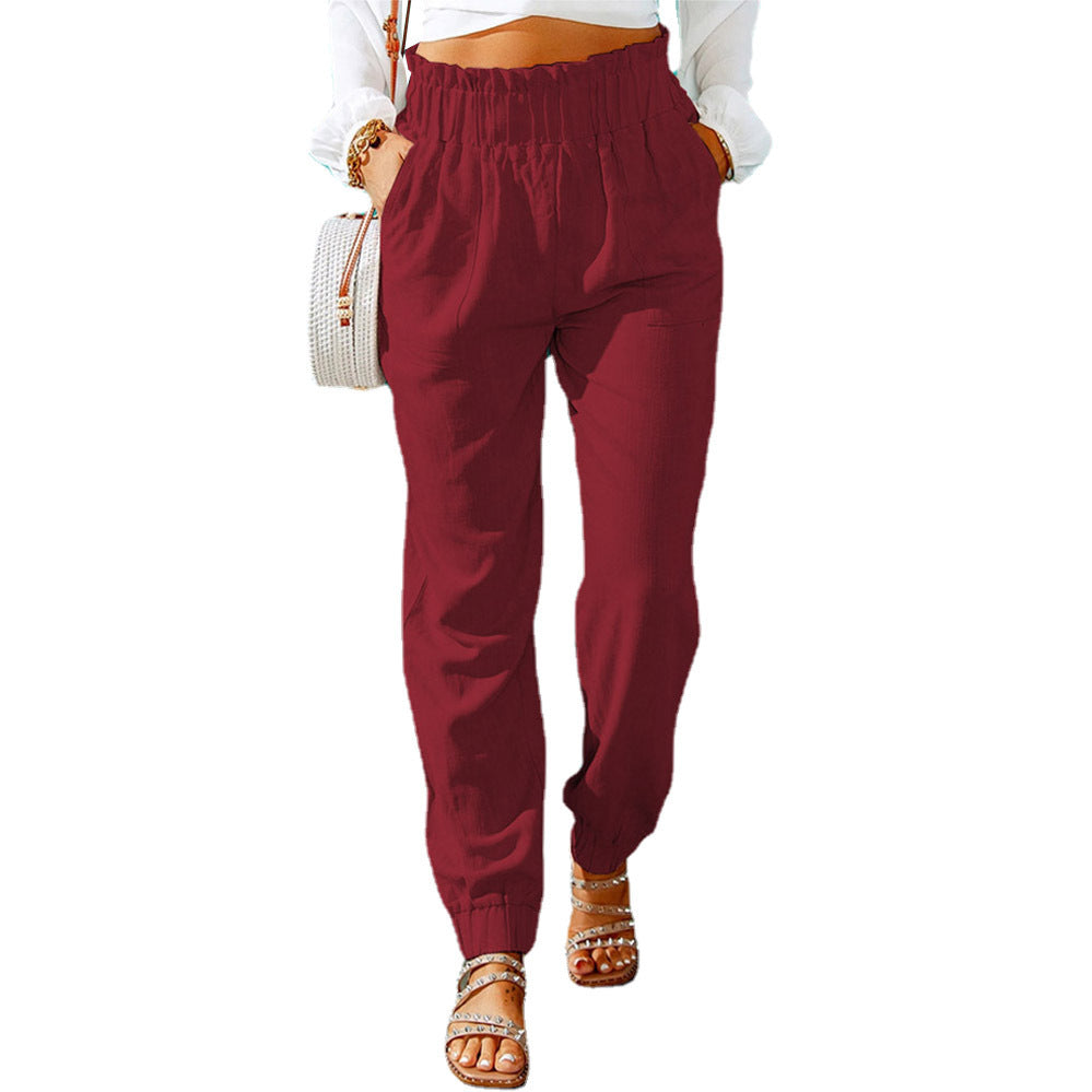 Damen Bequeme und elegante Sommerhose mit elastischem Bund und praktischen Taschen Sovae