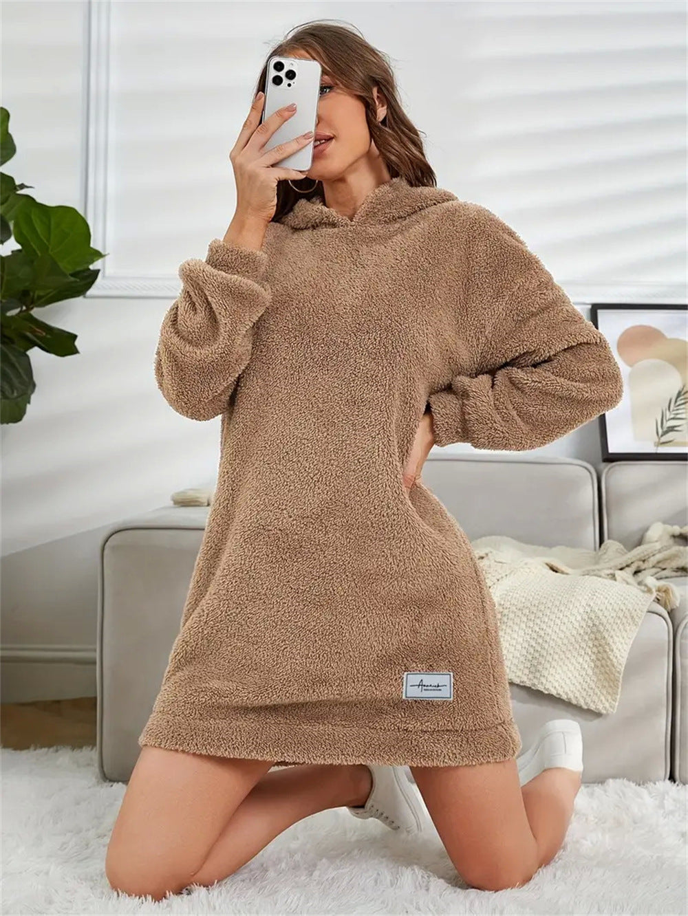 Damen Kuscheliges Hoodie-Kleid Sovae
