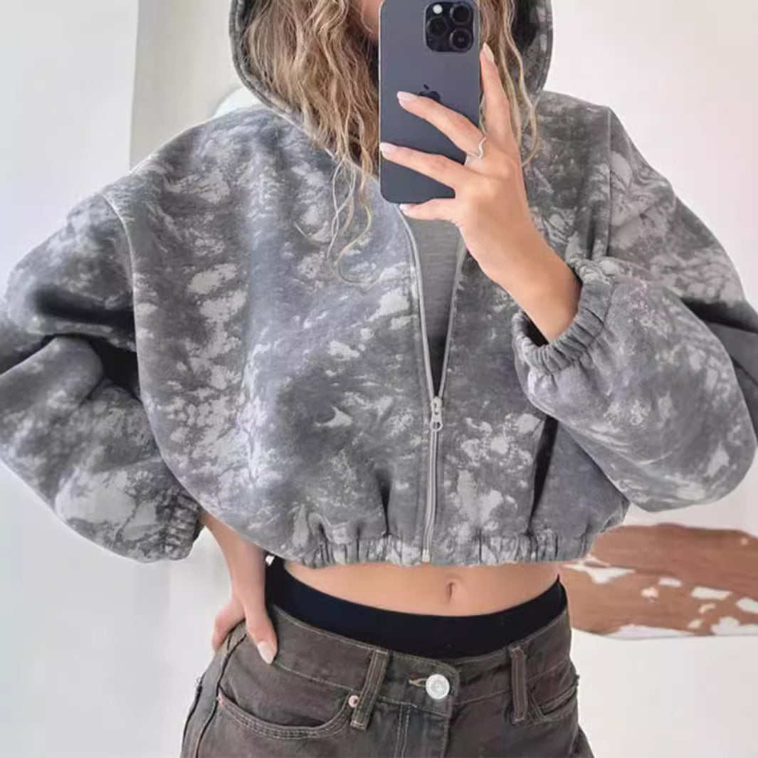 Damen lässige Kapuzenjacke mit abstraktem Muster Sovae