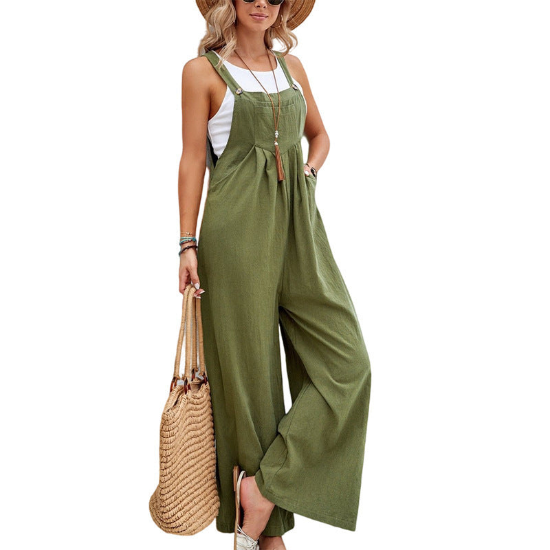 Damen lässiger Jumpsuit mit breiten Beinen und modischen Trägern Sovae