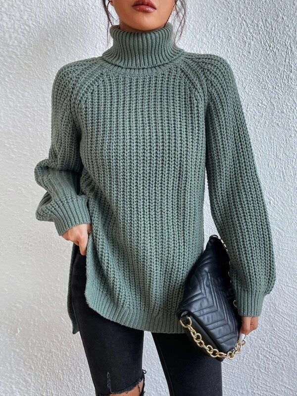 Damen gemütlicher Strickpullover mit Rollkragen und weitem Schnitt Sovae