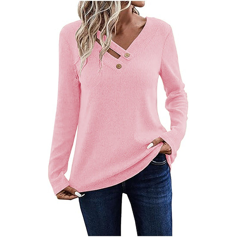 Damen Langarmshirt mit Knopfdetails Sovae