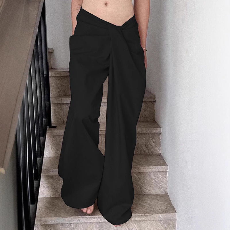 Damen Elegante Weite Hose mit innovativem Wickeldesign Sovae