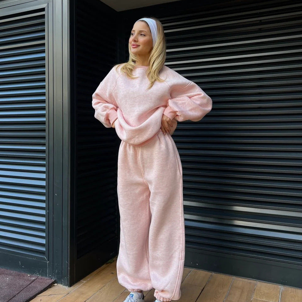 Damen gemütliches Fleece-Loungewear-Set mit lässigem Schnitt Sovae