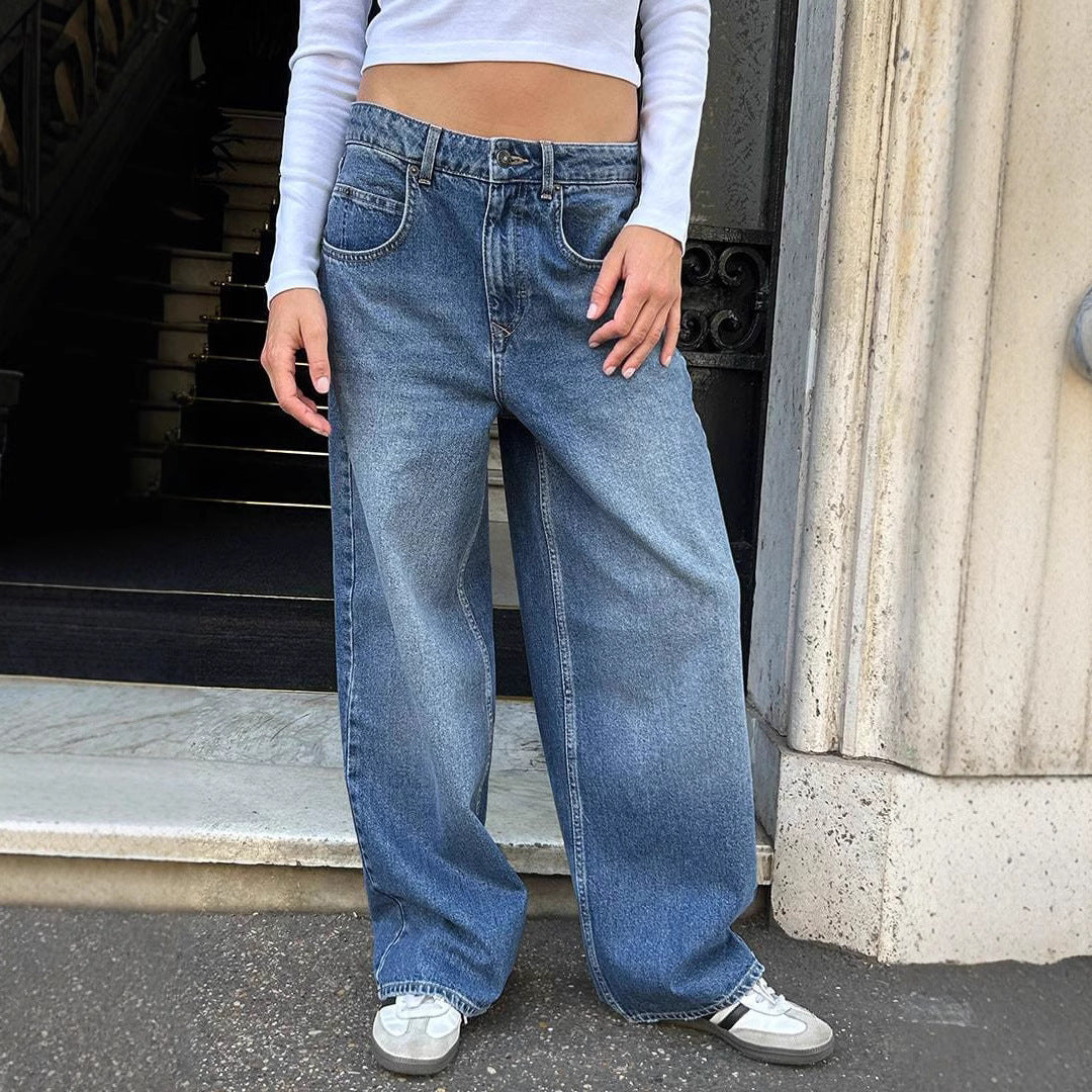 Damen Weite Jeans im Vintage-Stil Sovae