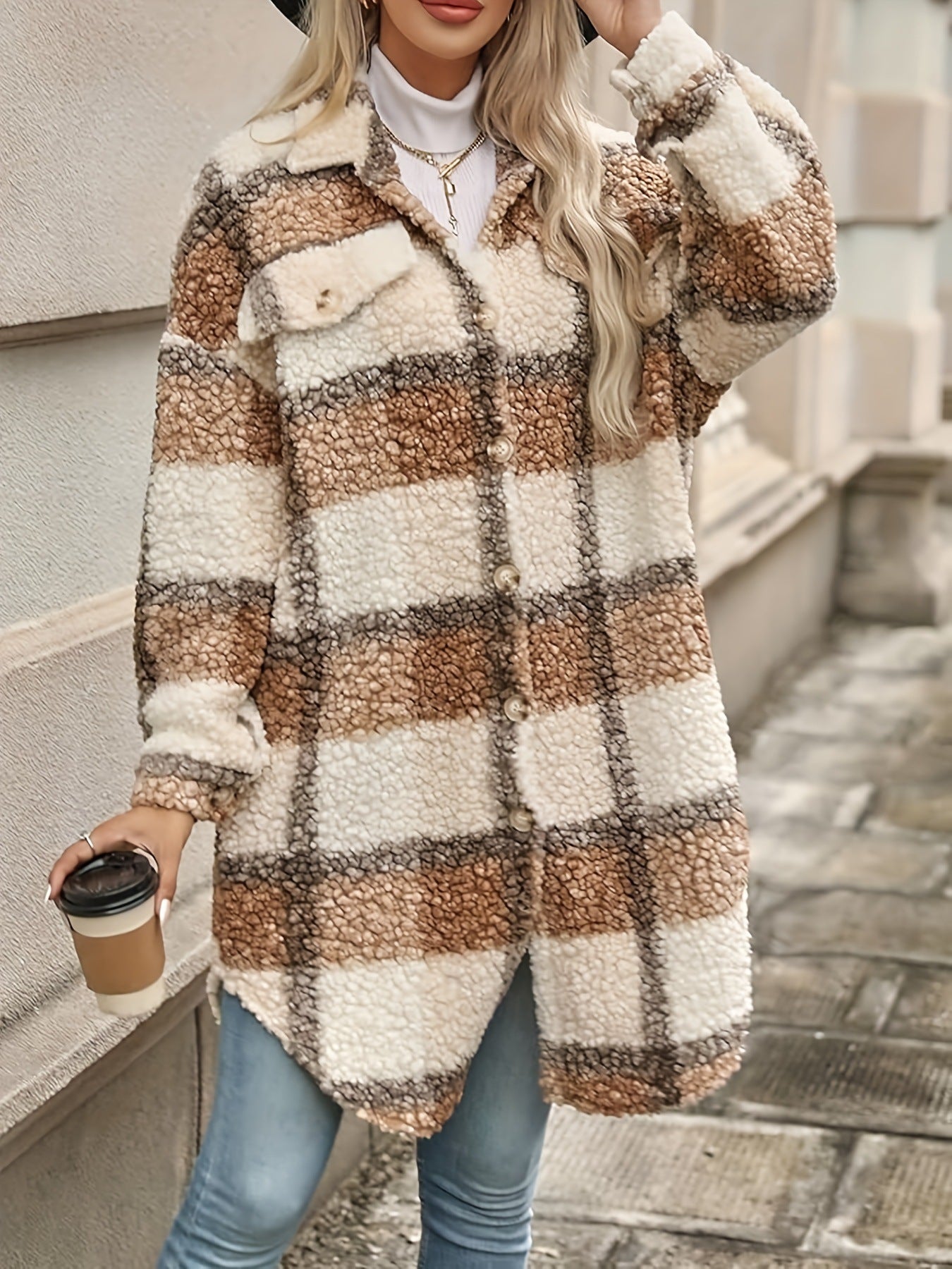 Damen Übergroße Plüschjacke Sovae