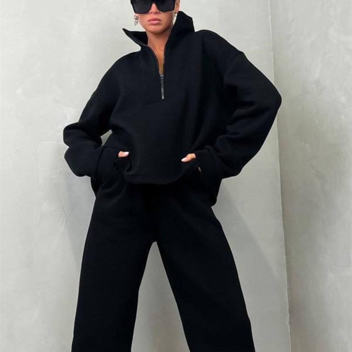 Damen Sportliche Pullover-Set mit hohem Kragen Sovae