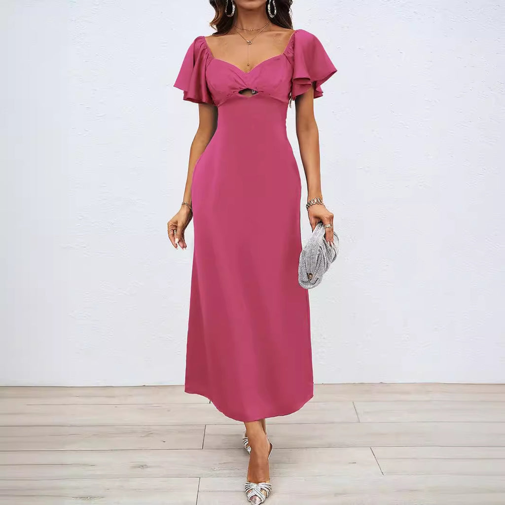 Damen elegantes Maxikleid mit voluminösen Ärmeln und taillierter Silhouette Sovae
