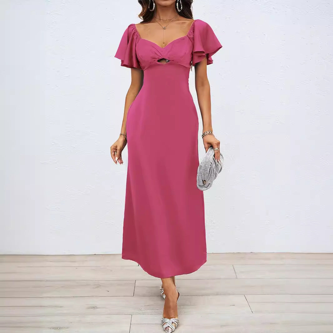 Damen elegantes Maxikleid mit voluminösen Ärmeln und taillierter Silhouette Sovae
