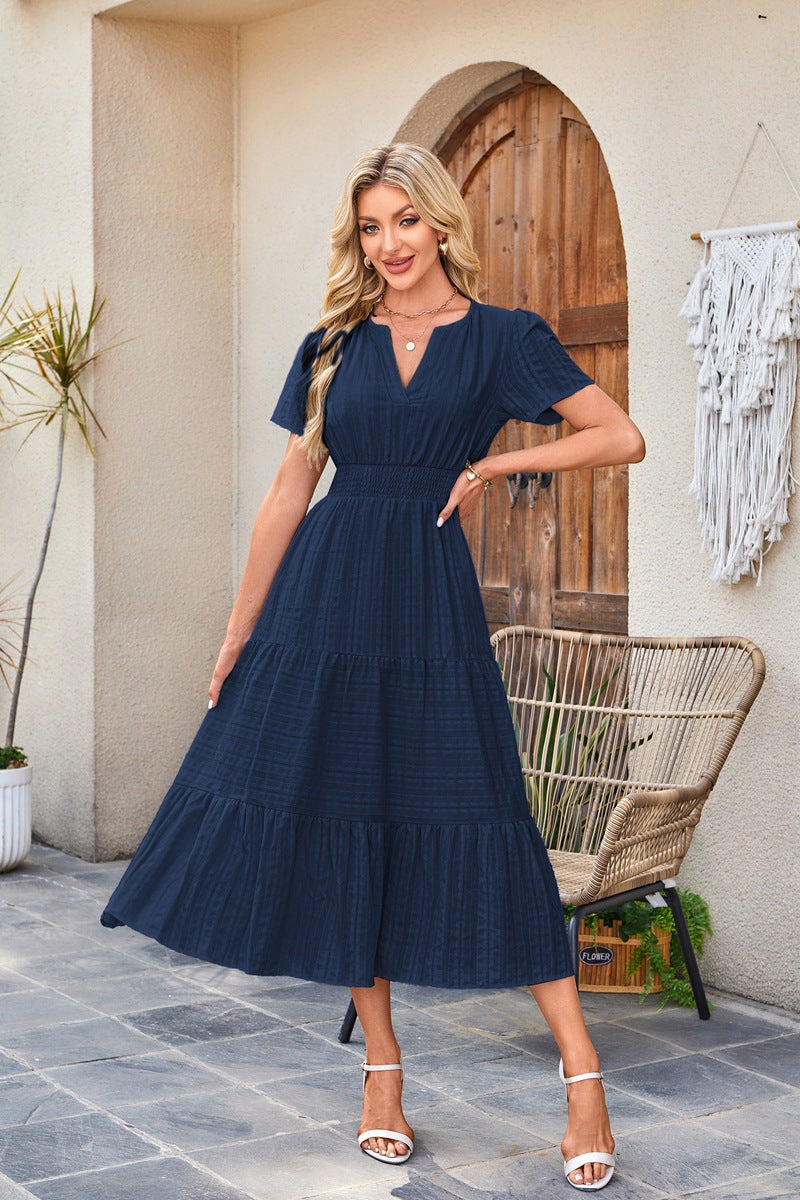 Damen Maxikleid mit voluminösem Rock Sovae