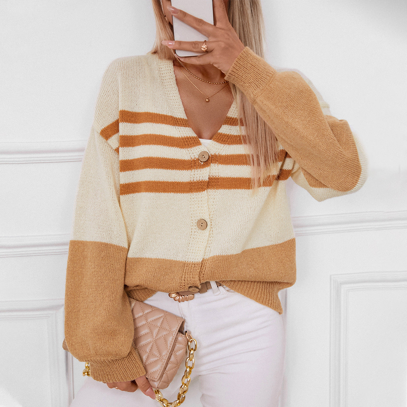 Damen Layering Strickjacke Sovae