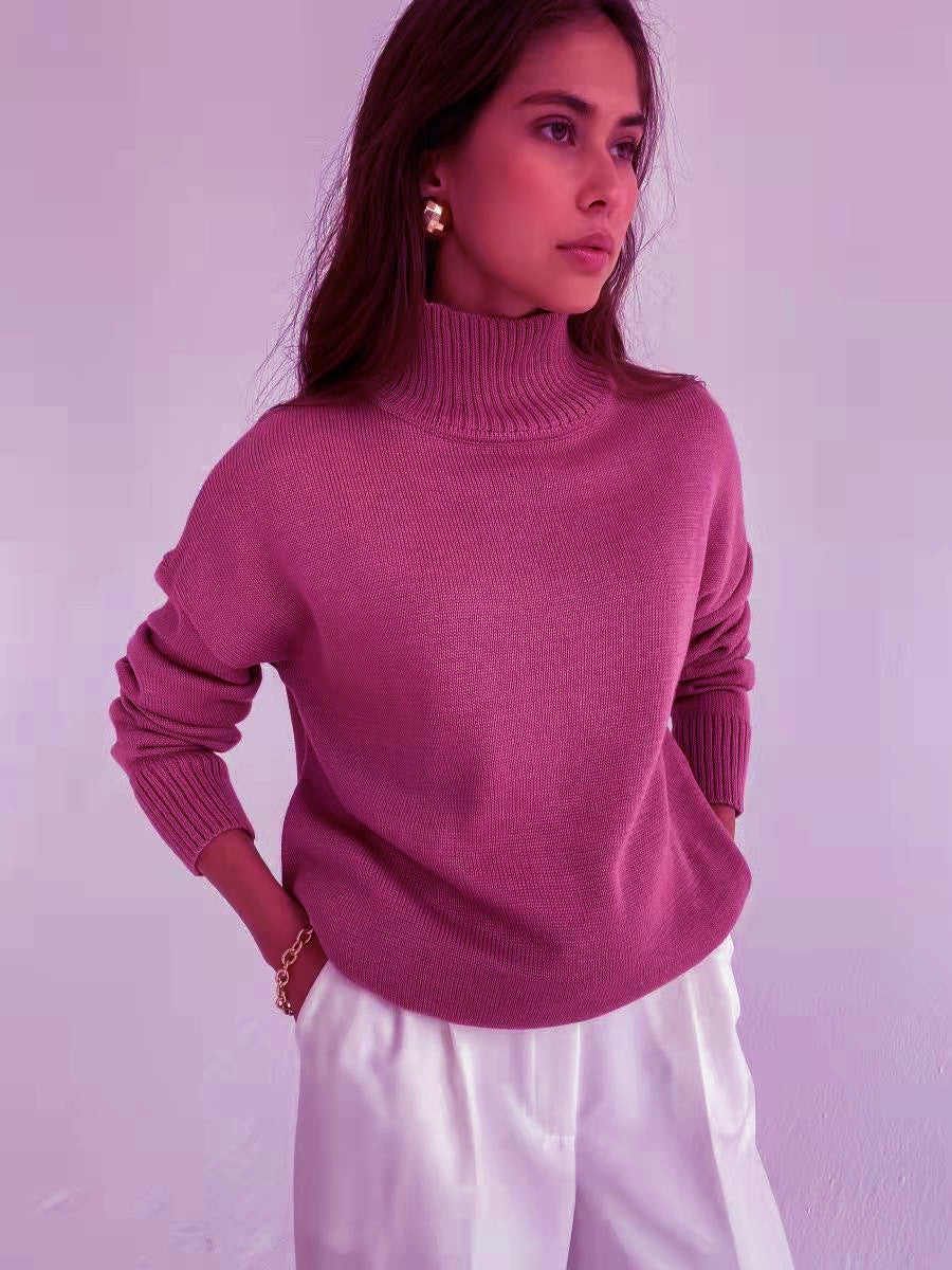 Damen eleganter Rollkragenpullover aus feinem Strick Sovae