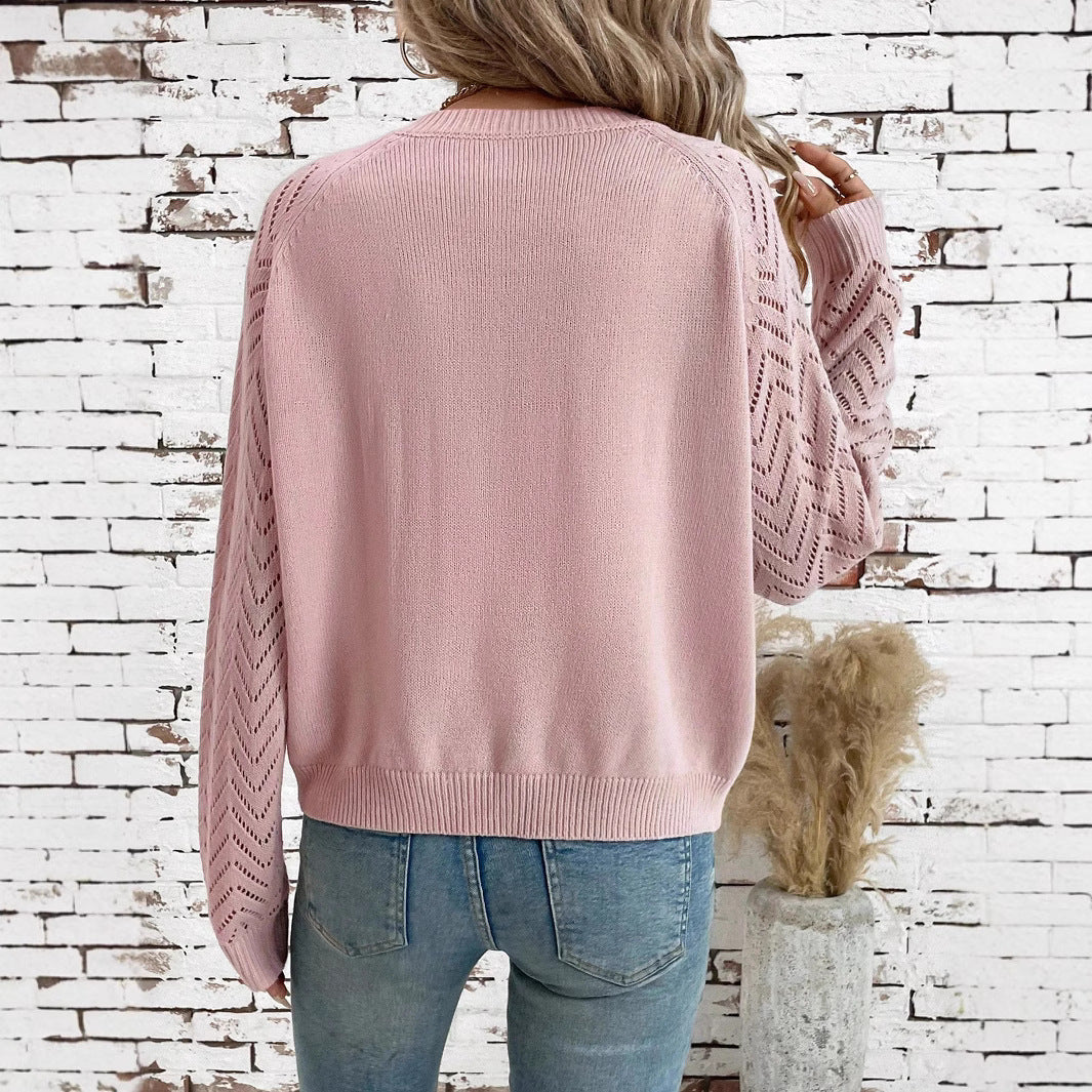 Damen feingestrickte Cardigan mit dekorativem Wellenmuster und Knopfleiste Sovae