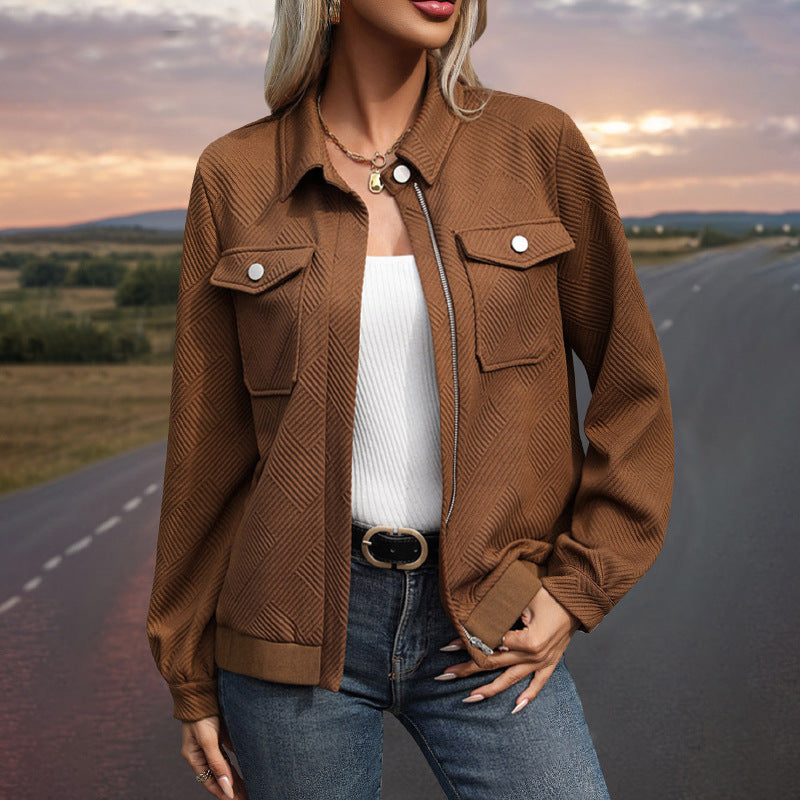 Damen Utility-Jacke mit strukturierter Oberfläche und praktischen Taschen Sovae