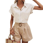 Damen figurbetontes Gingham Hemd Sovae