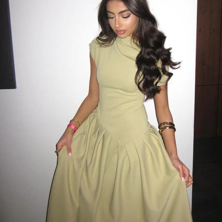 Damen Elegantes Maxikleid mit asymmetrischem One-Shoulder-Ausschnitt und fliessendem Rock Sovae