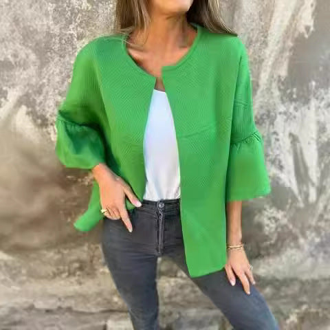 Damen modische Cardigan mit auffälligen Glockenärmeln und lockerer Passform Sovae