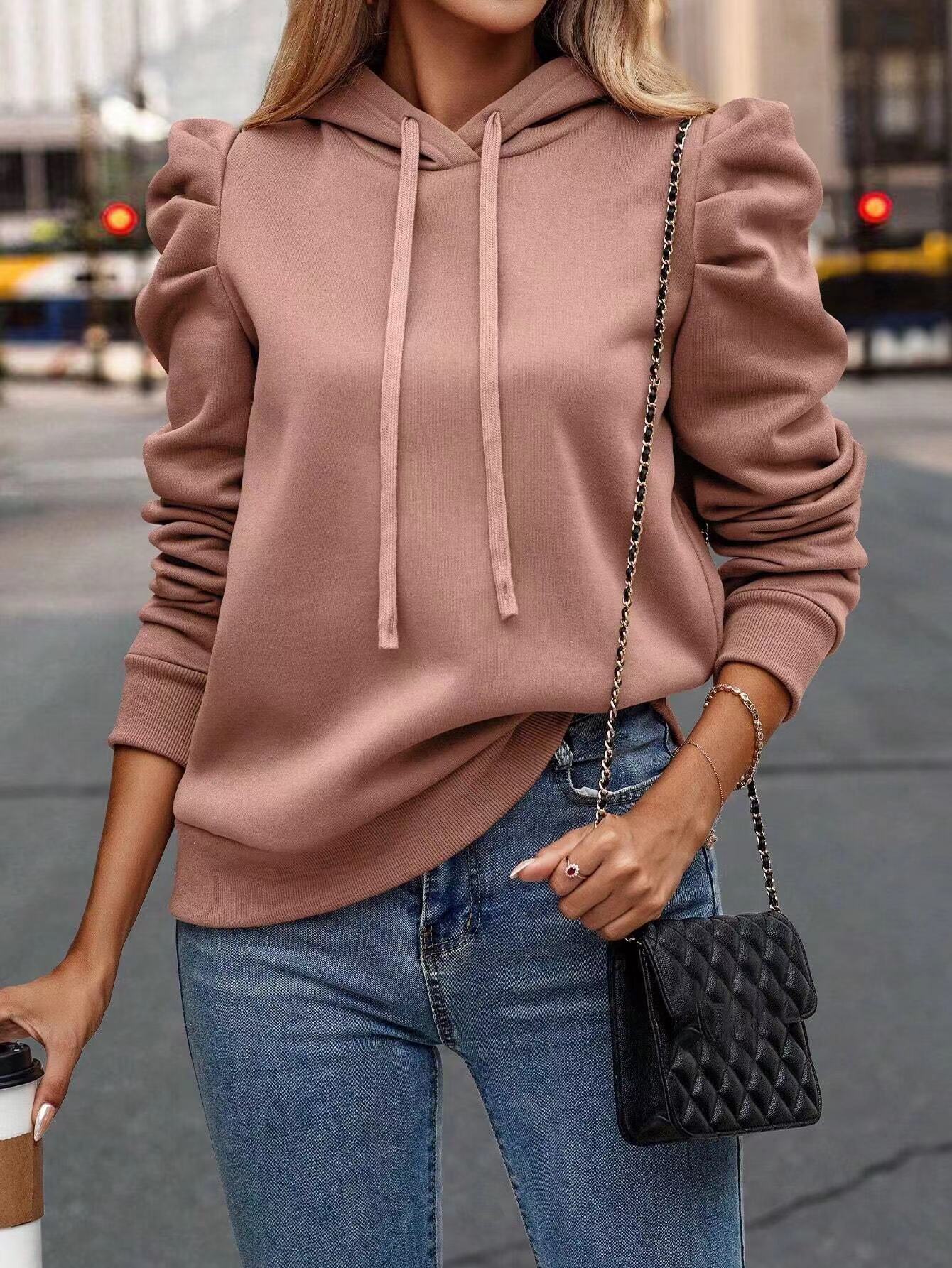 Damen Modischer Hoodie mit Puffärmeln Sovae