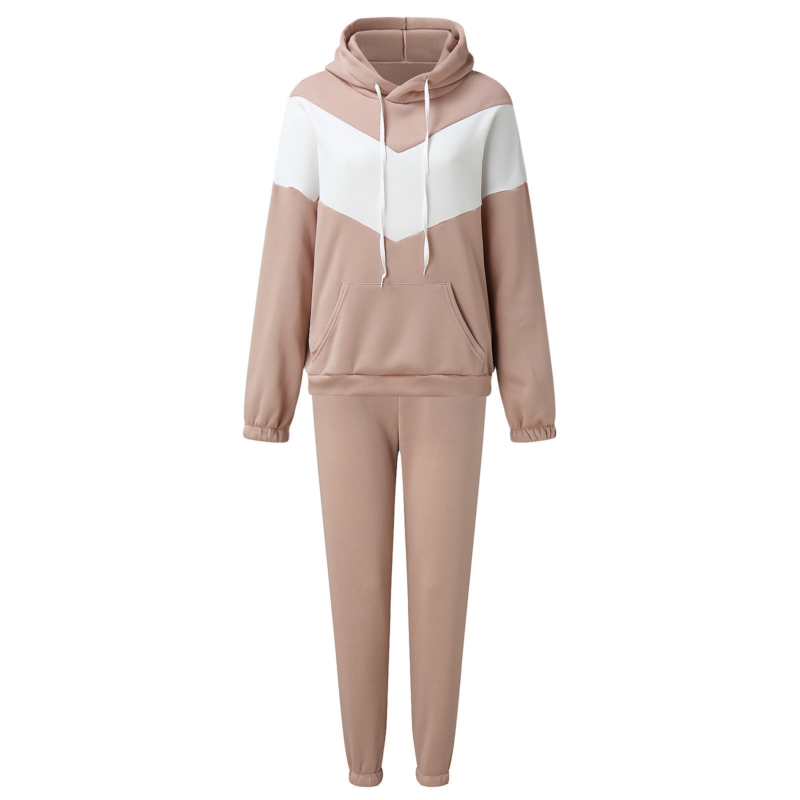Damen Sportliches Fleece-Lounge-Set mit modernem Farbblockdesign Sovae