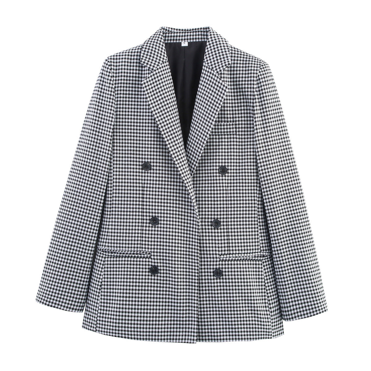 Damen doppelt geschnittene Blazerjacke mit Karomuster und eleganten Knopfdetails Sovae